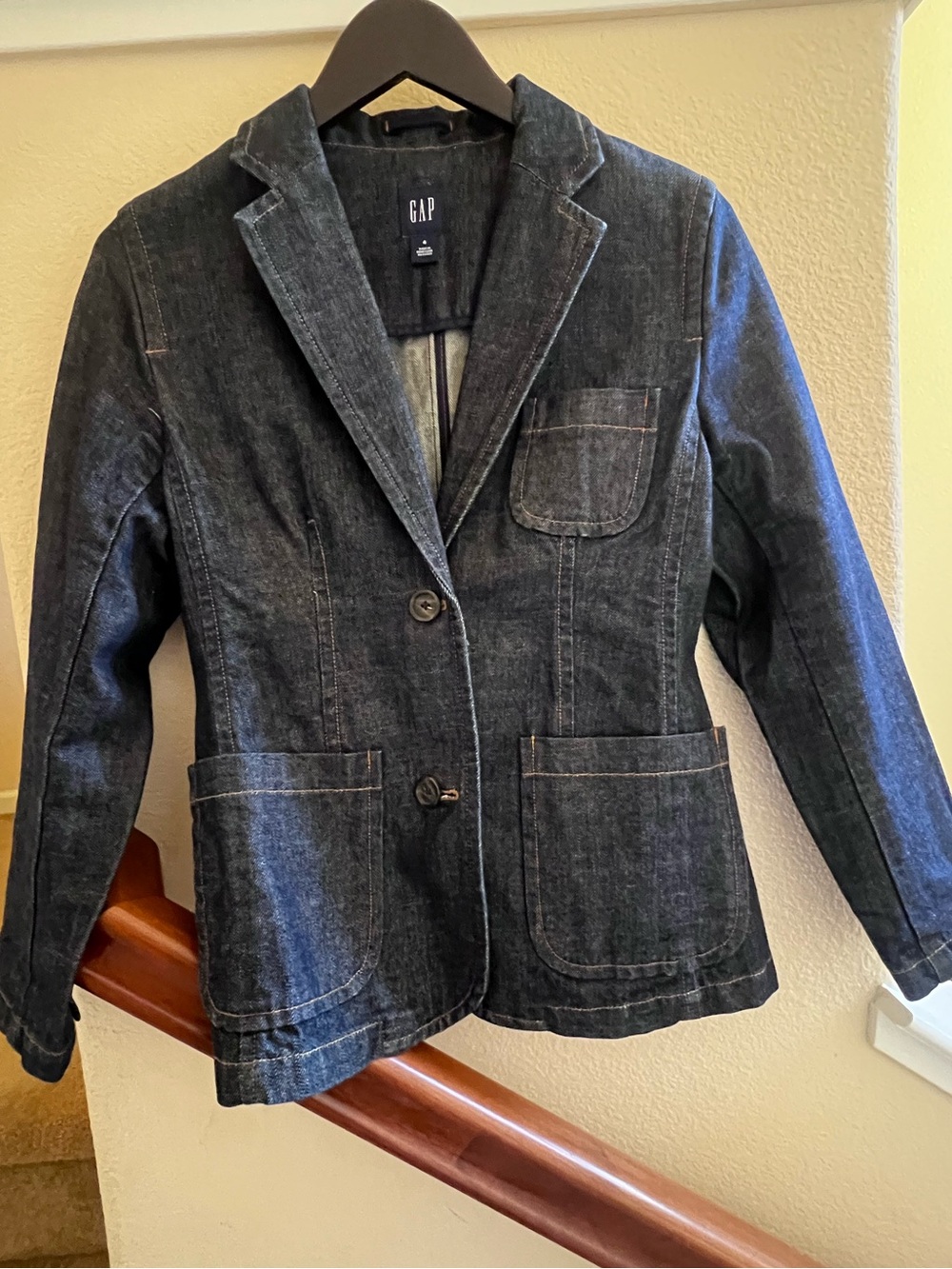 GAP Women's Dark Denim Blazer - Indigo Blue